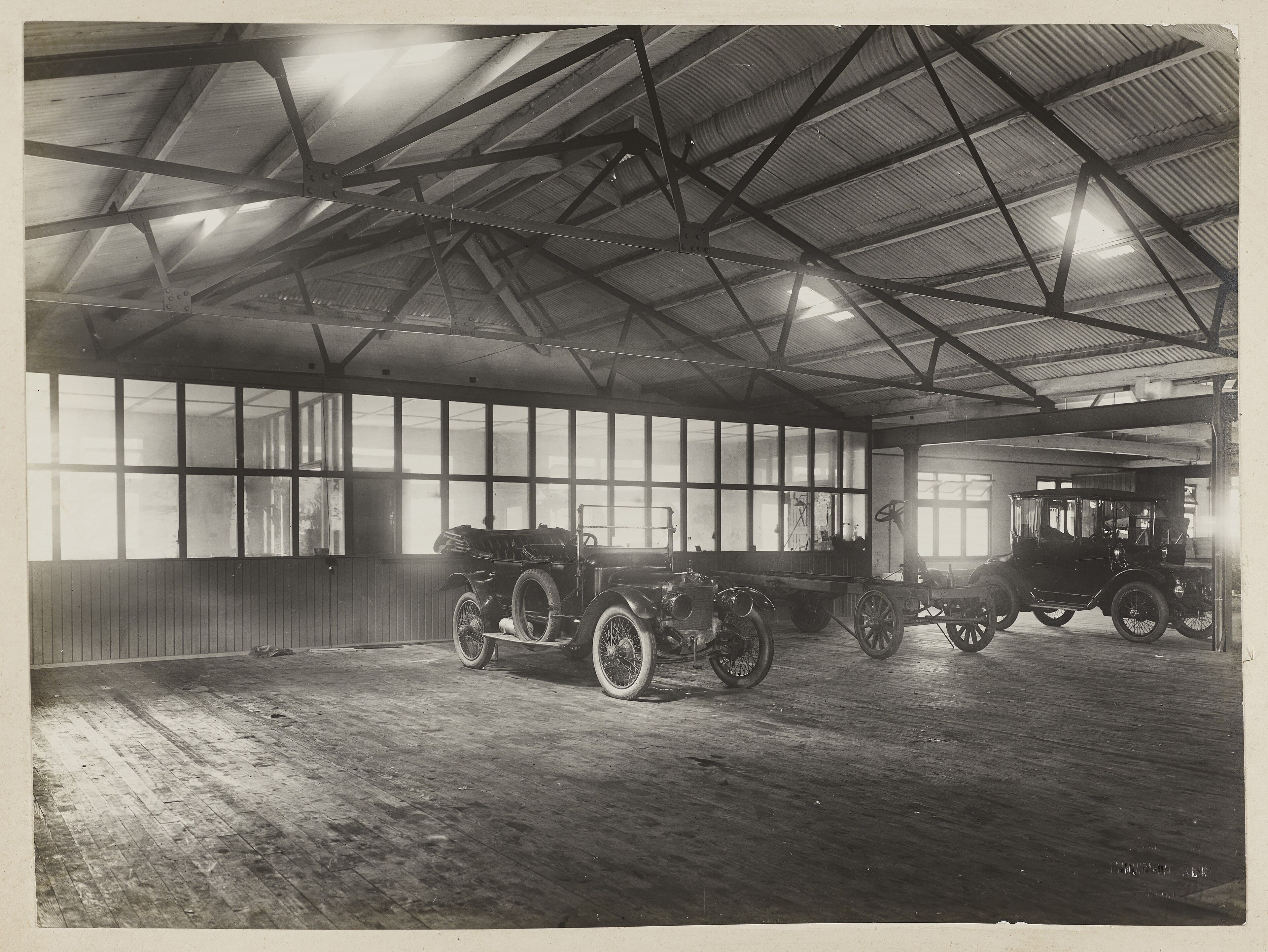 A 1919 Australian Six tourer photographed inside the Municipal Council of Sydney's motor garage at Darlinghurst in 1922.