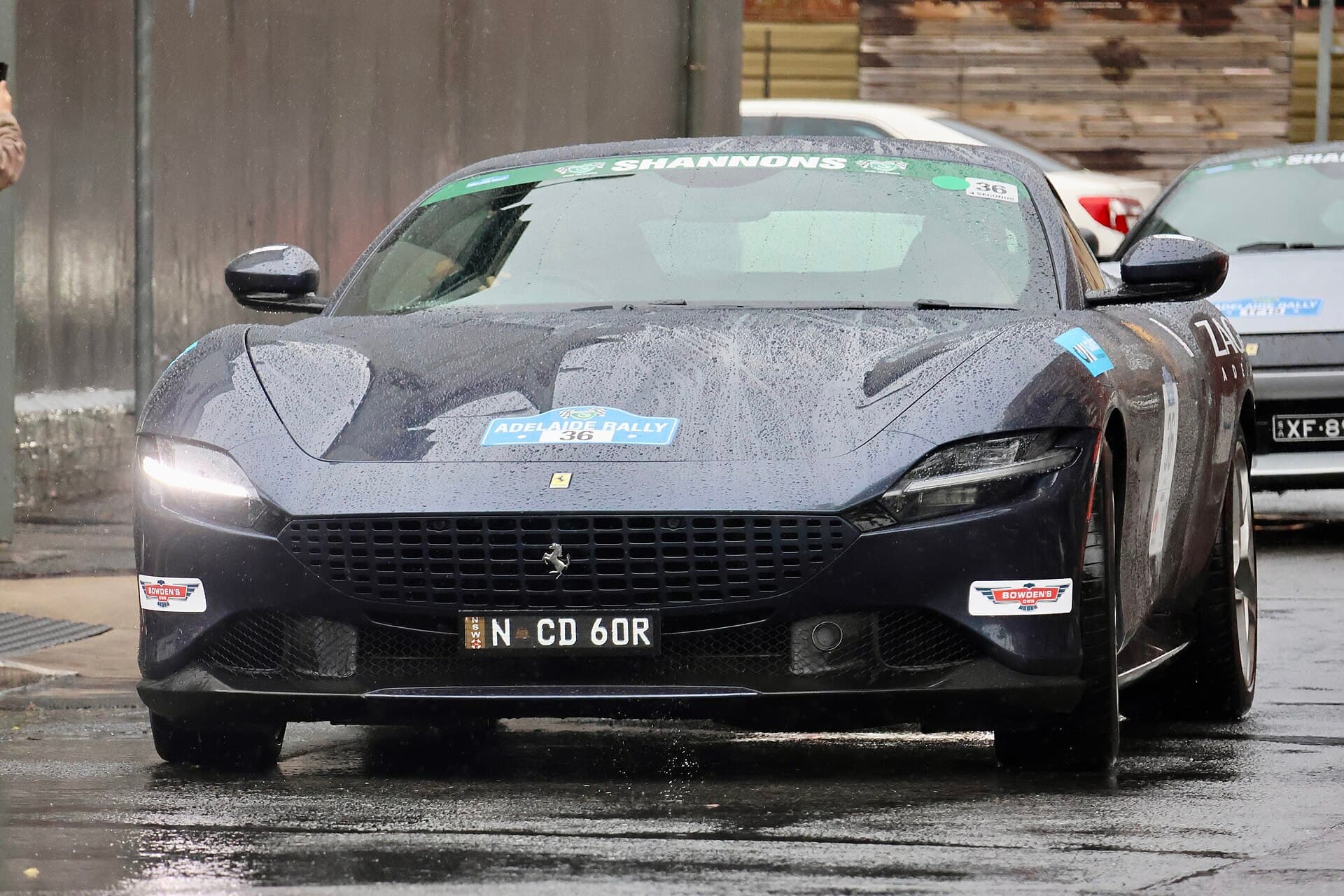 A Ferrari Roma on display at the 2025 Shannons Adelaide Rally.