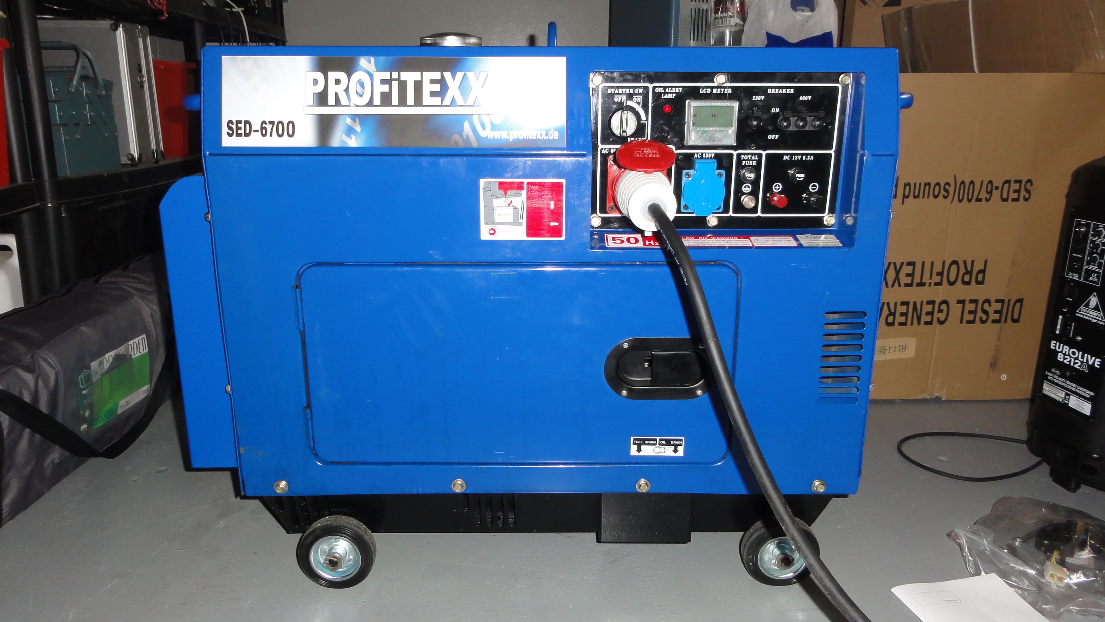 Large diesel generator in an industrial setting
