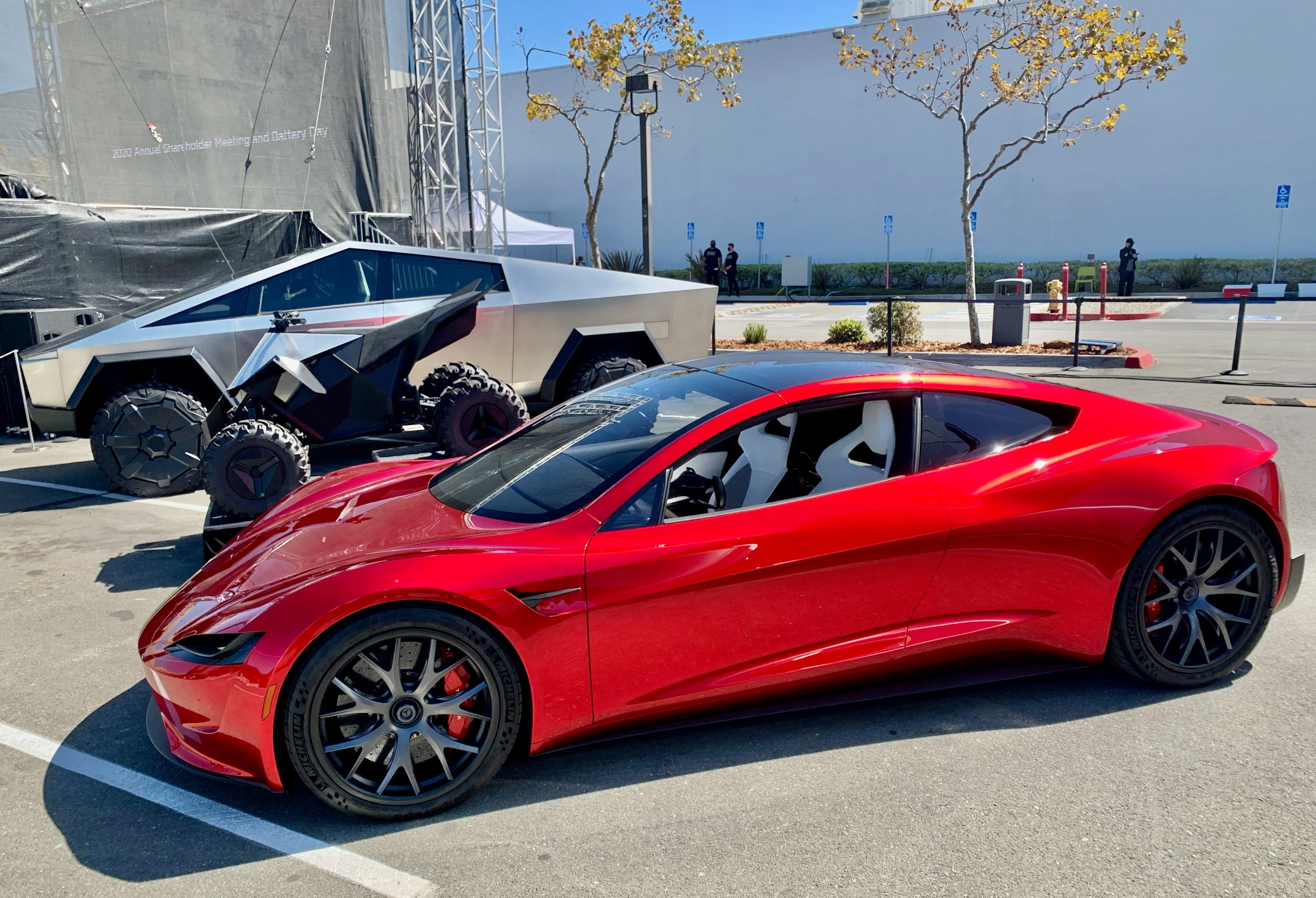 The Roadster prototype on show at Tesla's 2020 Battery Day event